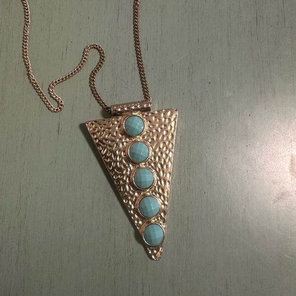 J. Crew Factory Gold Necklace with Turquoise Accents - Picture 2 of 2